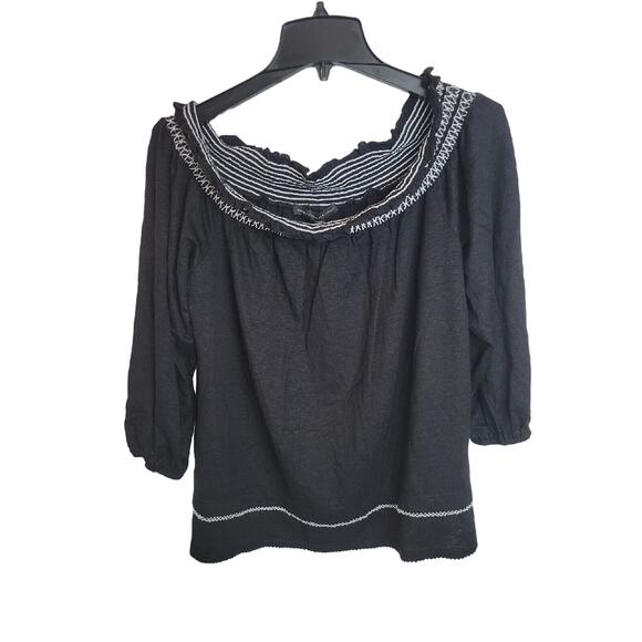 White House Black Market Tops - NWT White House Black Market Black Linen Blend Off The Shoulder Top Womens Large
